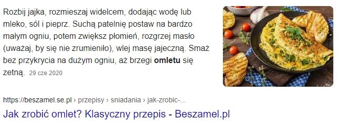 Fragment odpowiedzi na zapytanie użytkownika Wykorzystanie danych strukturalnych
