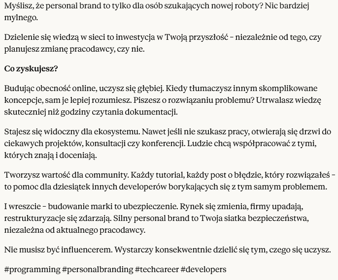 Przykład odpowiedzi na prompt metodą persona