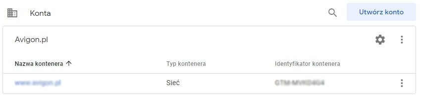 Ustawienia konta GTM Ustawienia konta GTM