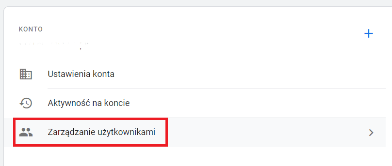 Edycja użytkowników konta GTM