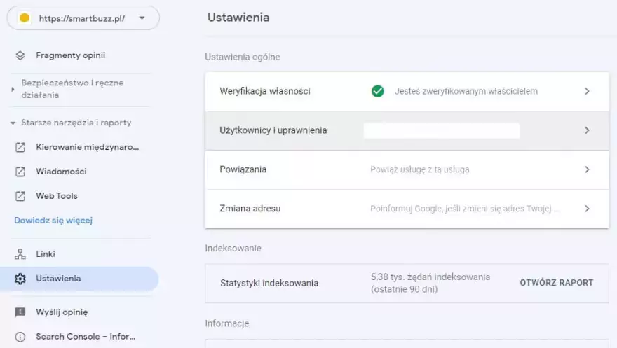 Dodanie dostępu w Google Search Console Nadanie dostępu w GSC